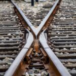 Close up of railroad ties