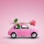 Pink car with a rose on top
