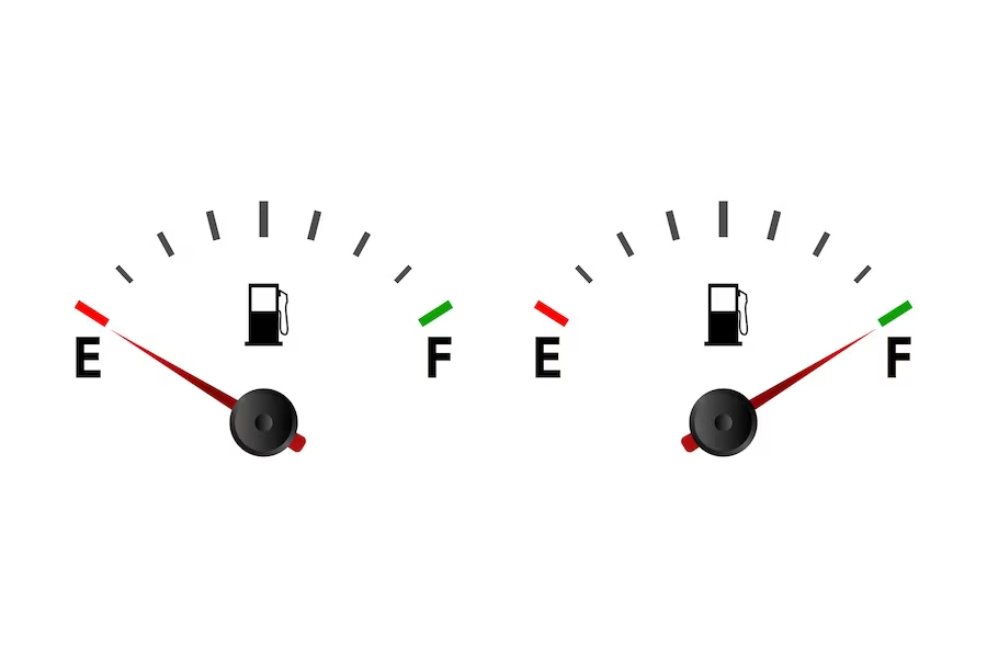 Two fuel gauges placed next to each other